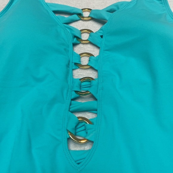 BLEU ROD BEATTIE Ring Me Up Plunge Over The Shoulder Size 14 NWT Swimsuit - Picture 2 of 11